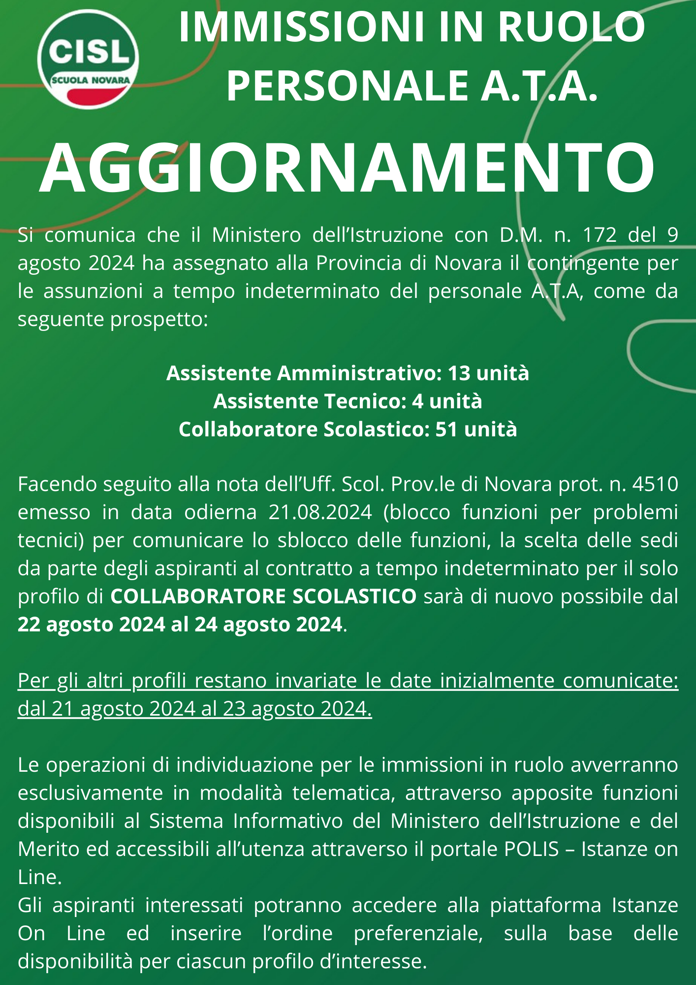 IMMISSIONI IN RUOLO PERSONALE A.T.A. aggiornamento