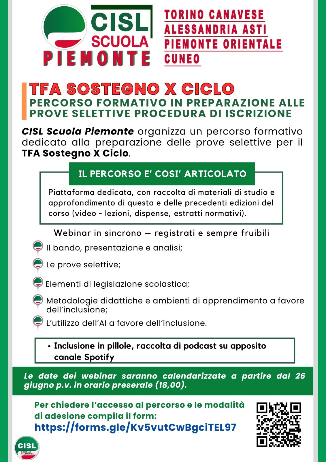 PREPARAZIONE TFA X CICLO CISL SCUOLA PIEMONTE